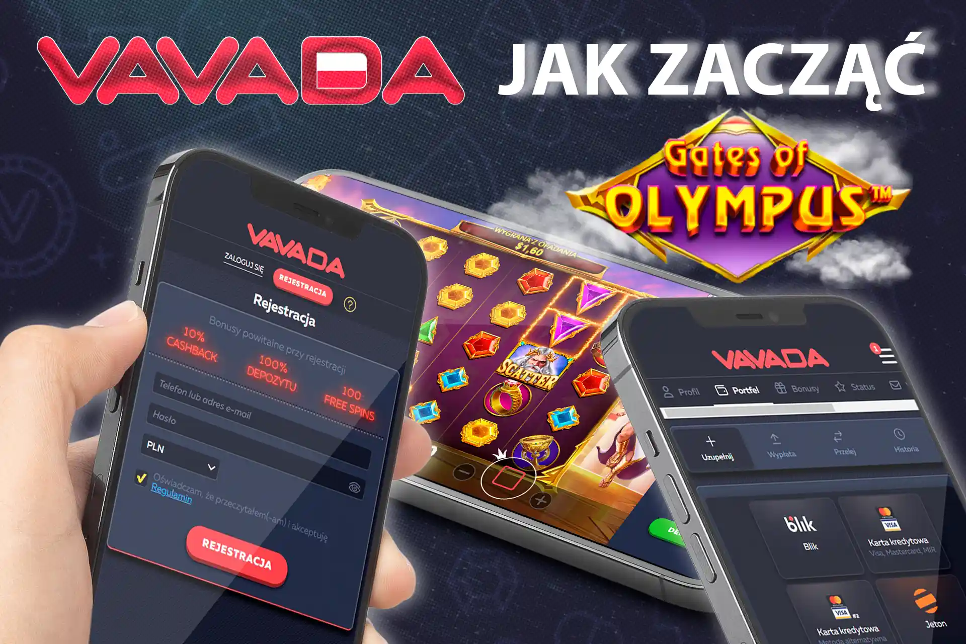 Zarejestruj się na stronie kasyna Vavada, złóż depozyt i zacznij grać w Gates of Olympus