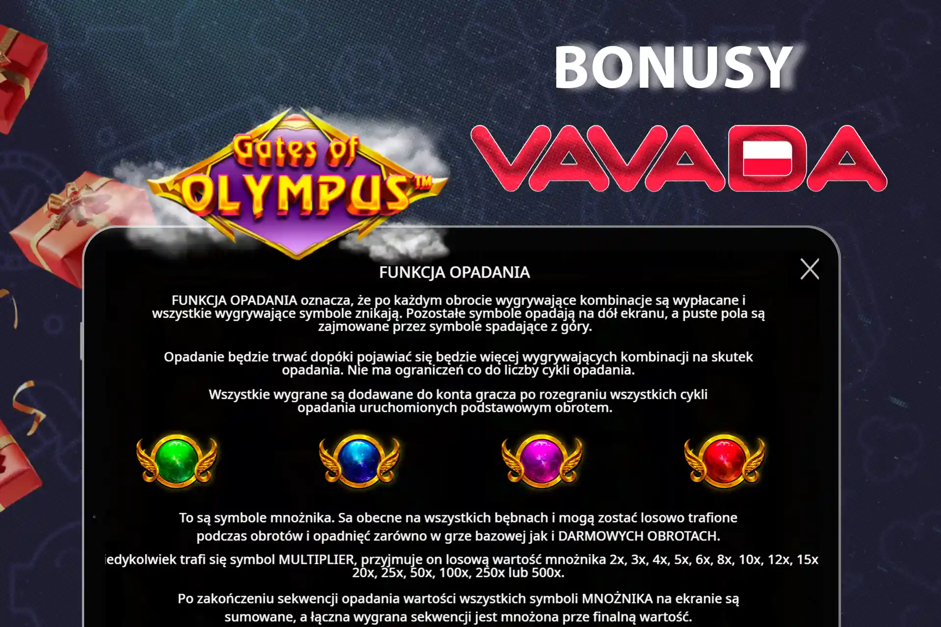 Sprawdź bonusy w grze Gates of Olympus w kasynie Vavada